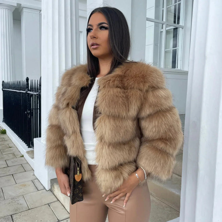 W&W Mode | Warm Kurz Flauschige Jacke Kunstpelzmantel für Damen