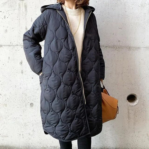 W&W Mode | Lässiger Parka mit Kapuze aus Argyle-Stoff für Damen