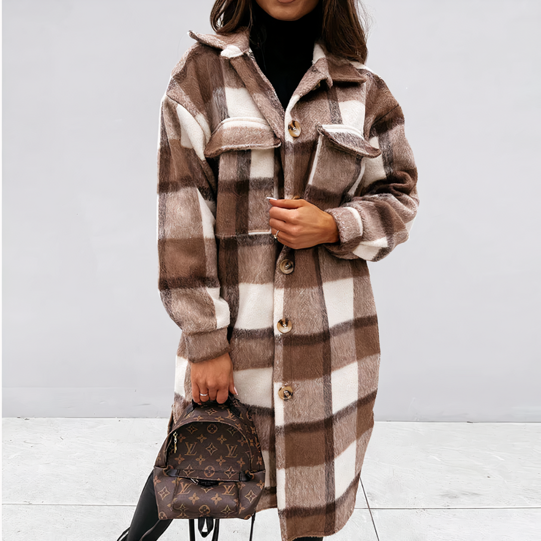 W&W Mode - Lange Karierte Winterjacke