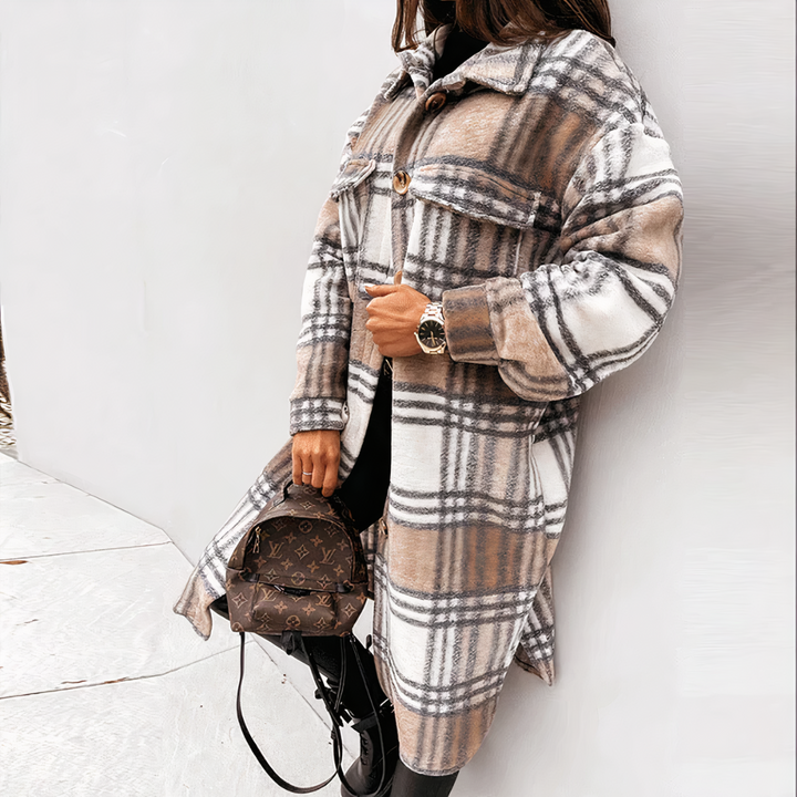 W&W Mode - Lange Karierte Winterjacke