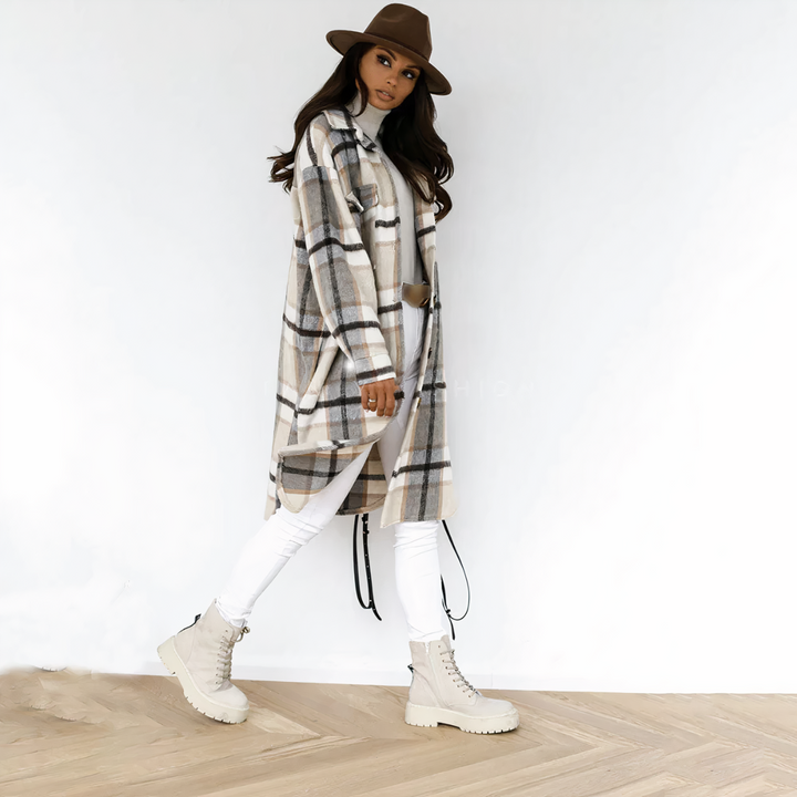 W&W Mode - Lange Karierte Winterjacke