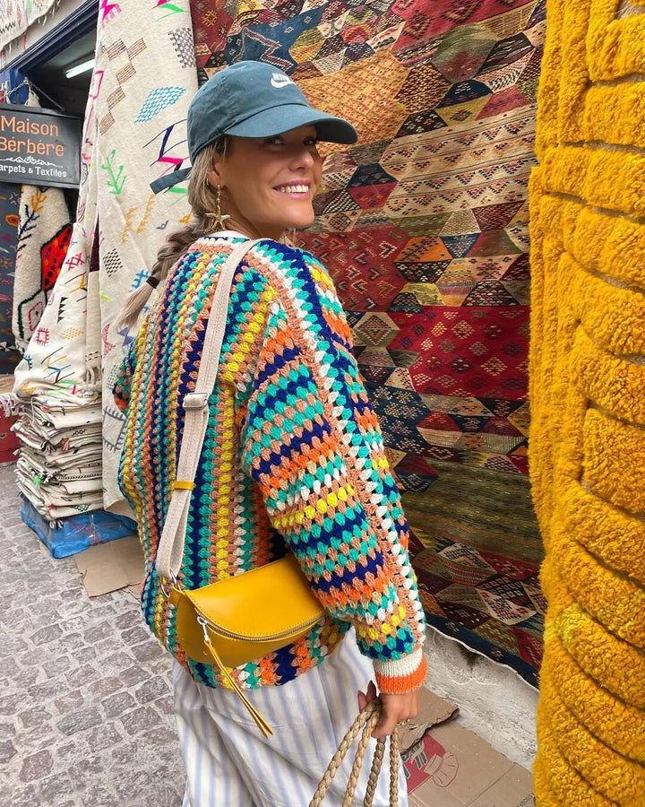 W&W Mode | Bunte gehäkelte Strickjacke