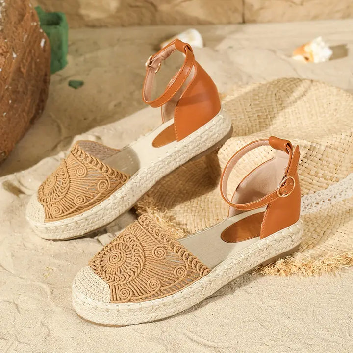 W&W Mode | Modische Flache Sandalen mit Schnürsenkeln und Schnallenriemen für Komfort