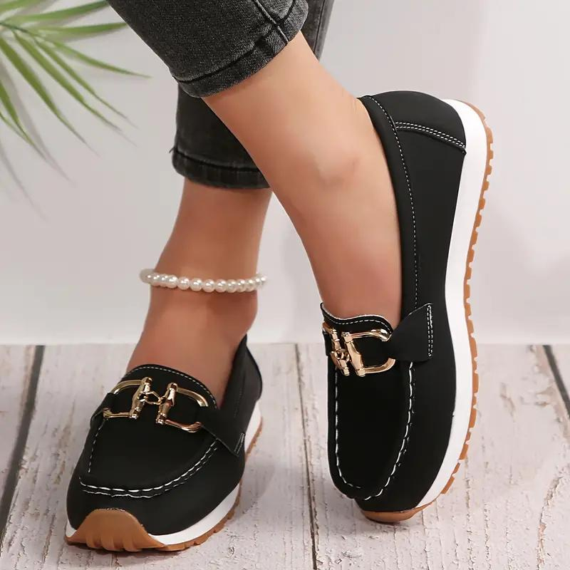 W&W Mode | Metallische Schnalle Slip On Wanderschuhe Damenschuhe
