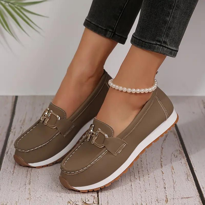 W&W Mode | Metallische Schnalle Slip On Wanderschuhe Damenschuhe