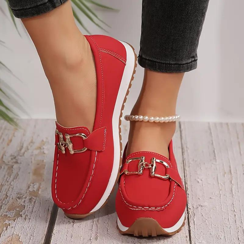 W&W Mode | Metallische Schnalle Slip On Wanderschuhe Damenschuhe