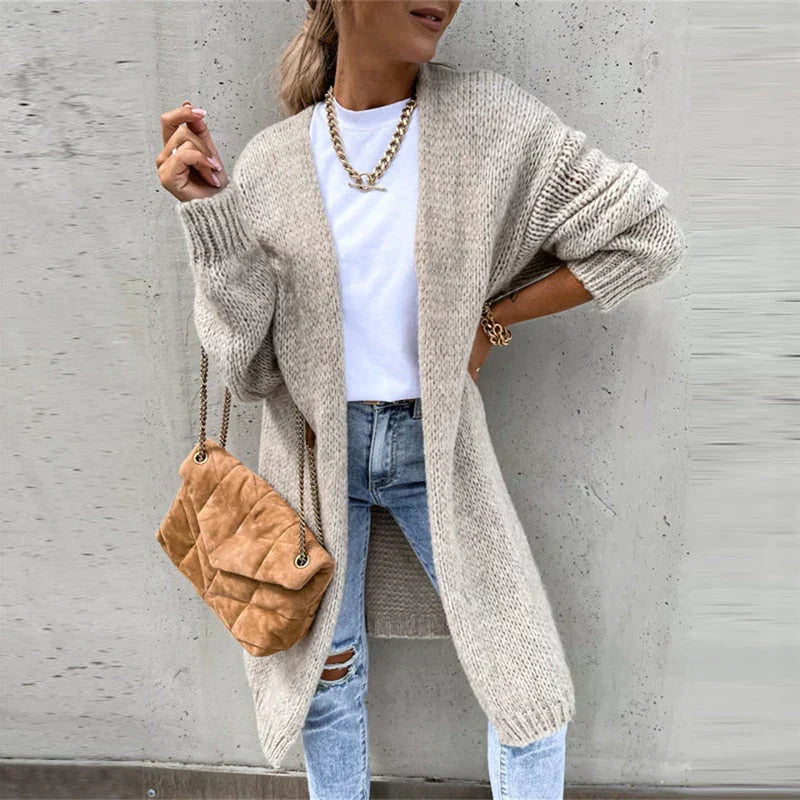 W&W Mode | Lange Luftige Strickjacke für Damen | Lässig und Komfortabel