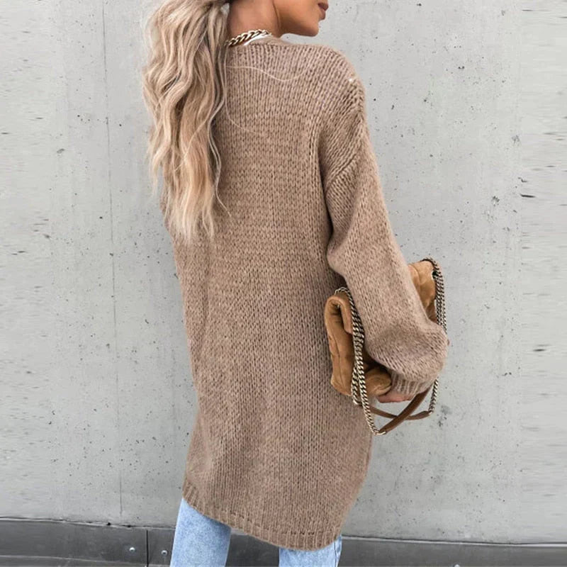 W&W Mode | Lange Luftige Strickjacke für Damen | Lässig und Komfortabel