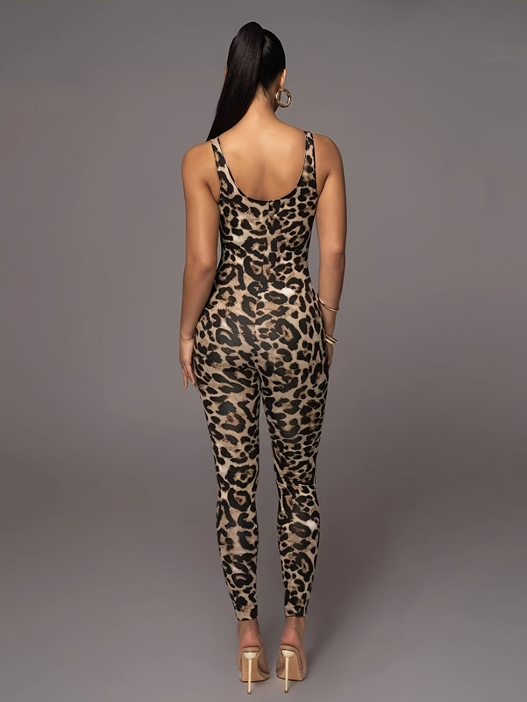 W&W Mode | Damen Jumpsuit Mit Leopardenmuster Trendy Sportlicher Catsuit Mit Hohem Stretch