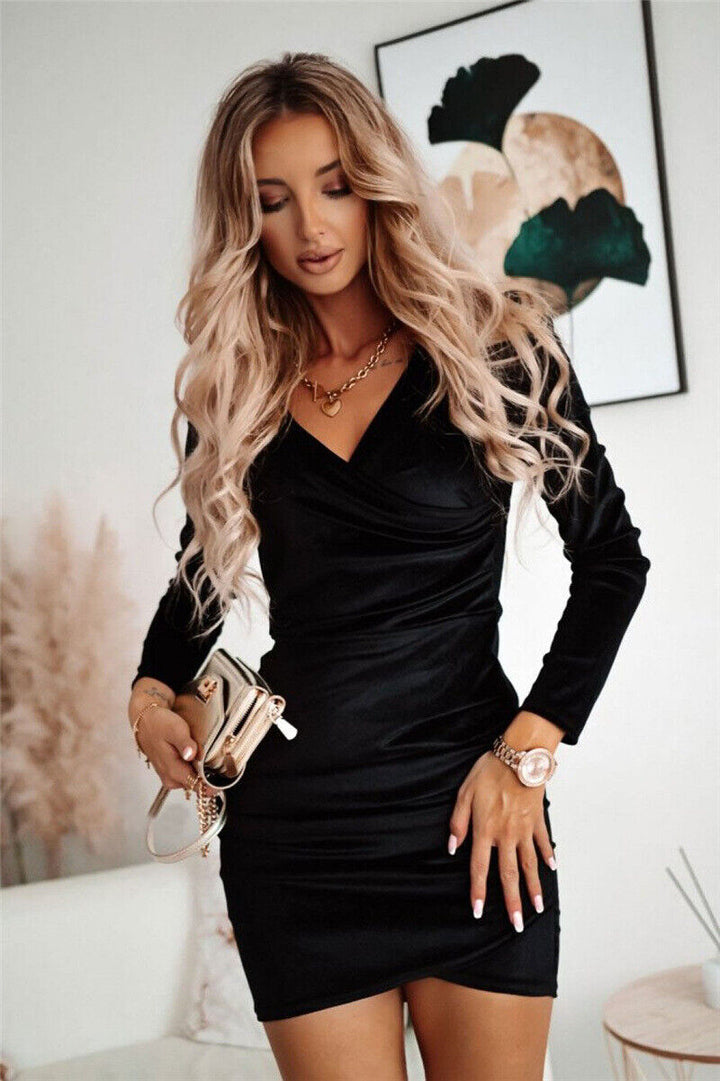 W&W Mode | Samt Party Kleid Lange Ärmel Ist Ein Muss Für Diese Saison.