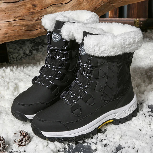 W&W Mode | Klassische Winter Midi Stiefel mit Futter für Frauen