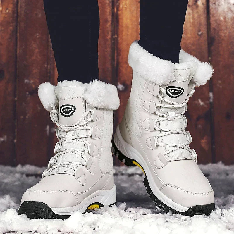 W&W Mode | Klassische Winter Midi Stiefel mit Futter für Frauen