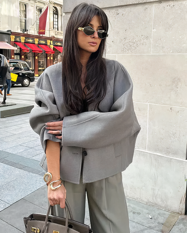 W&W Mode - Damen oversized cropped Jacke mit weit geschnittenen Hosen