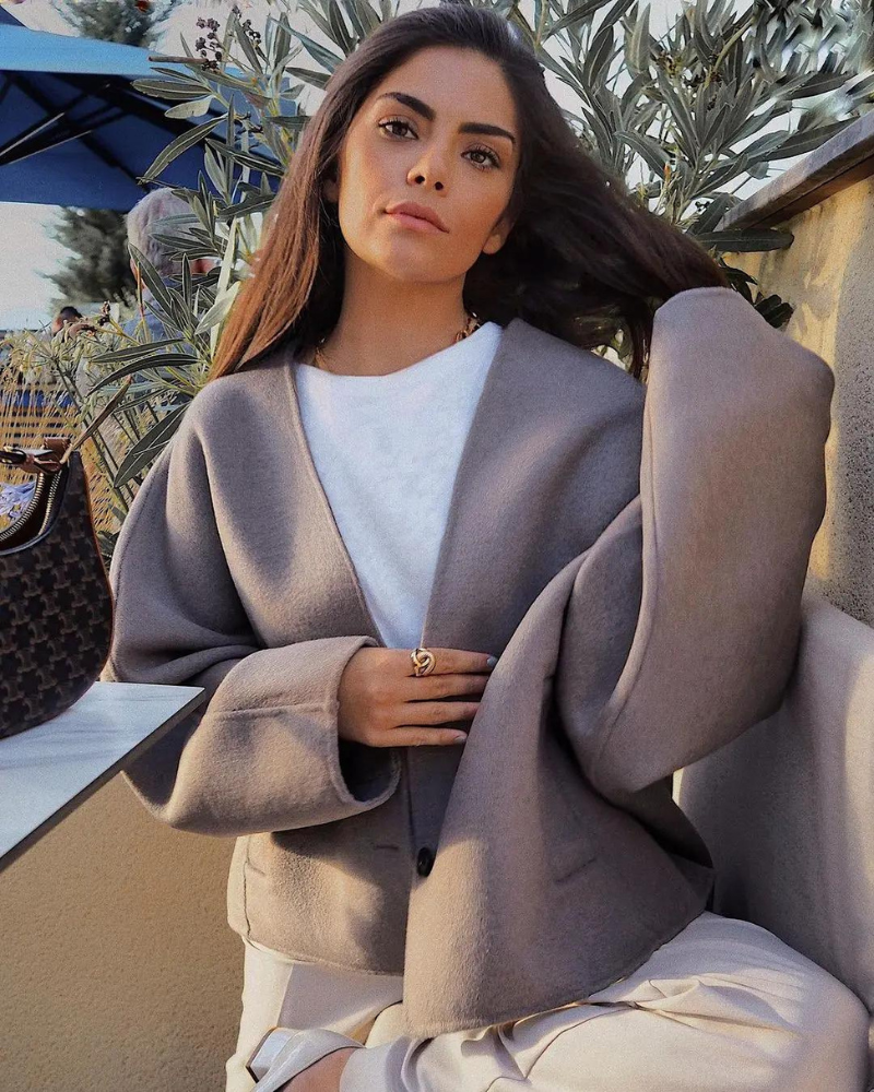 W&W Mode - Damen oversized cropped Jacke mit weit geschnittenen Hosen