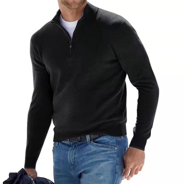 W&W Mode | Merino V-Ausschnitt Pullover mit Reißverschluss