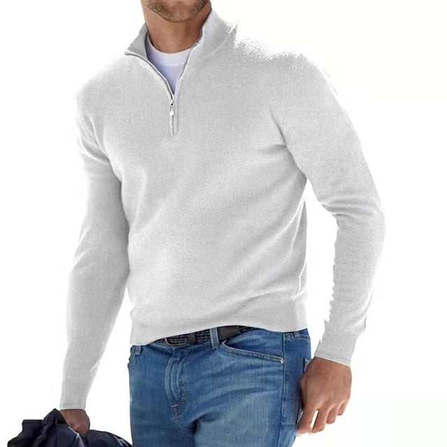 W&W Mode | Merino V-Ausschnitt Pullover mit Reißverschluss
