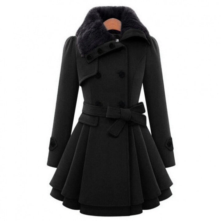 W&W Mode | Schicker Herbst Doppeltknopf-Jacke mit Gürtel für Frauen