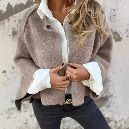 Damen kurzer Mantel aus Kaschmirimitat mit Polyester und Elasthan