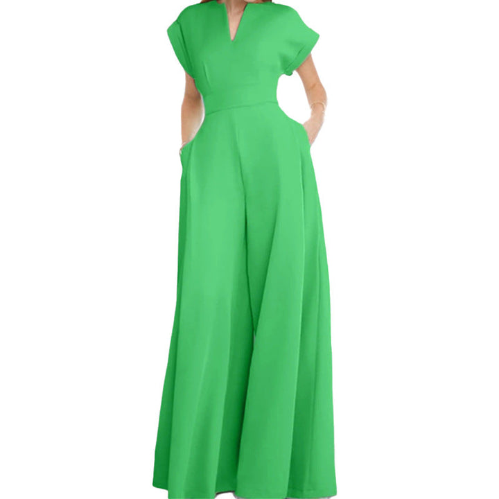 Damen Eleganter Jumpsuit mit weitem Bein und Schalkragen W&W Mode