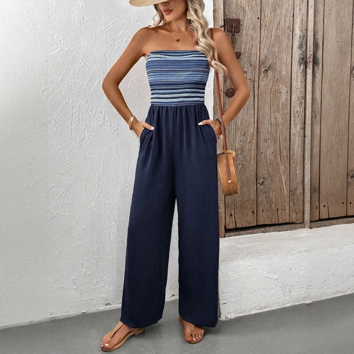 Damen Jumpsuit mit Bandeau-Oberteil und weitem Bein W&W Mode