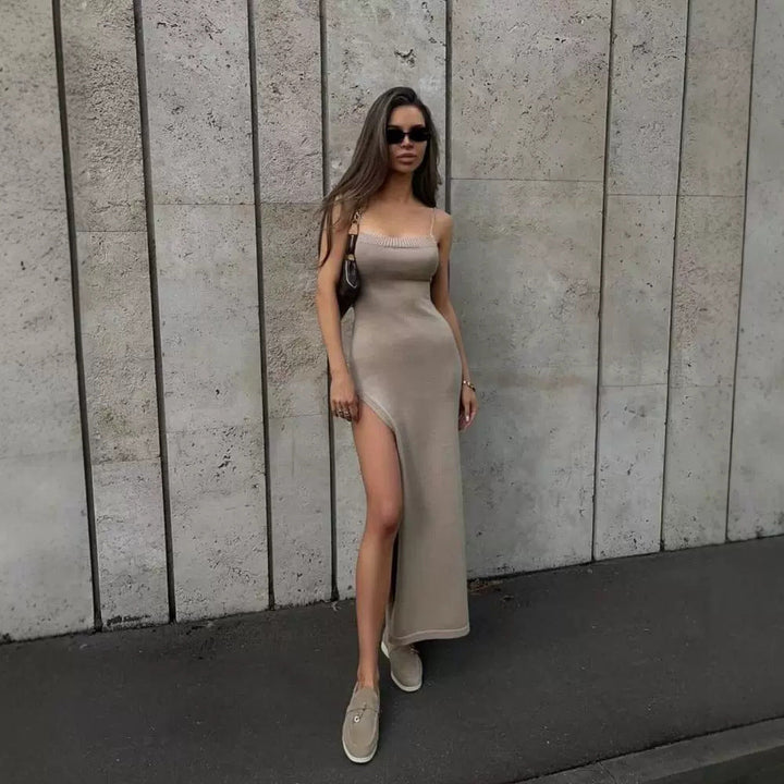 Damen lässiges Maxikleid mit verstellbaren Trägern und elegantem Rücken W&W Mode