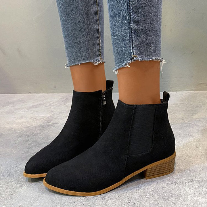 Damen Stiefeletten mit elegantem Reißverschluss und komfortablem Blockabsatz W&W Mode
