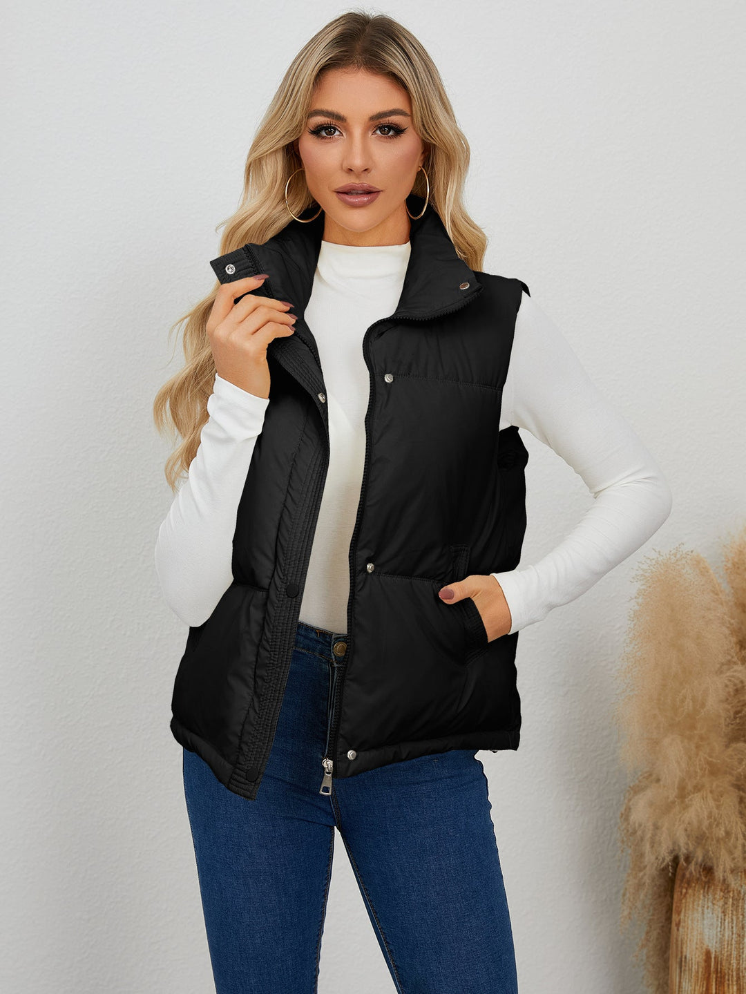 Damen Weste mit hohem Kragen und praktischen Taschen W&W Mode