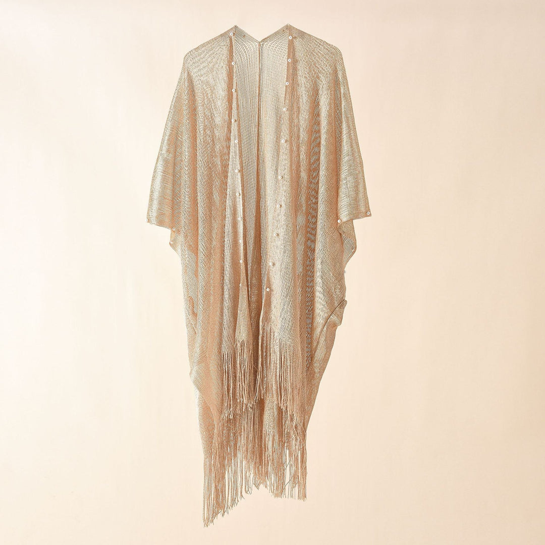 Damen transparenter Kaftan mit fransigen Kanten und elegantem Design W&W Mode