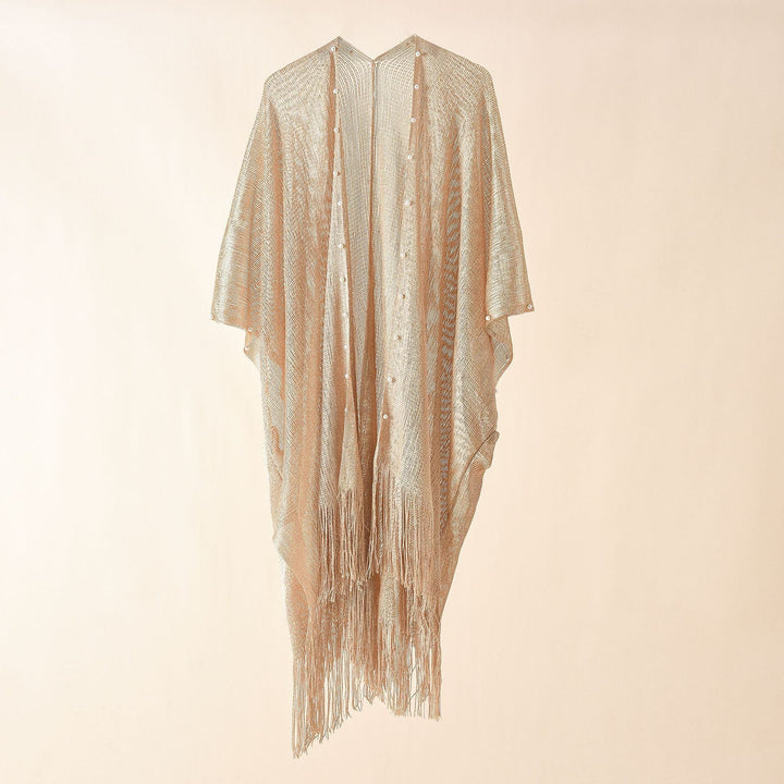 Damen transparenter Kaftan mit fransigen Kanten und elegantem Design W&W Mode