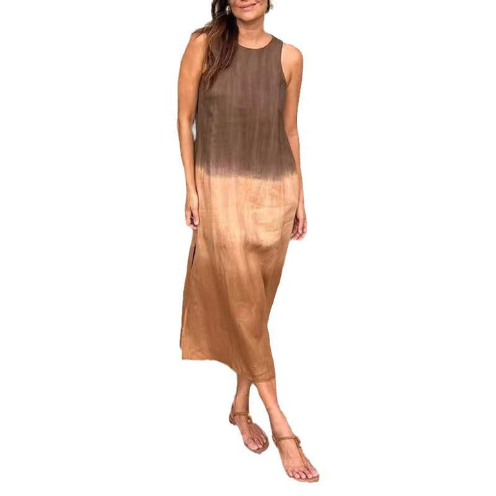 W&W Mode | Lässiges Baumwoll-Leinen Ärmelloses Gradient-Kleid