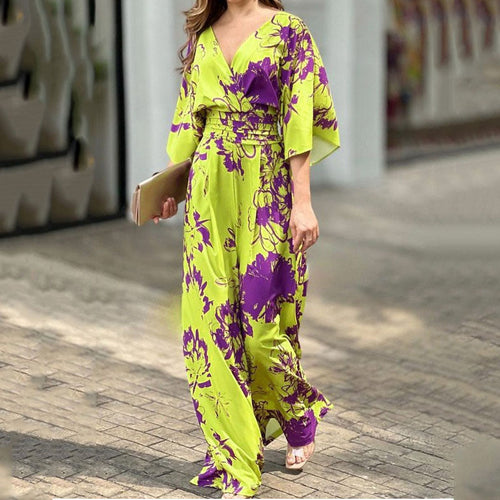 Damen Jumpsuit mit floralem Design und voluminösen Ärmeln W&W Mode