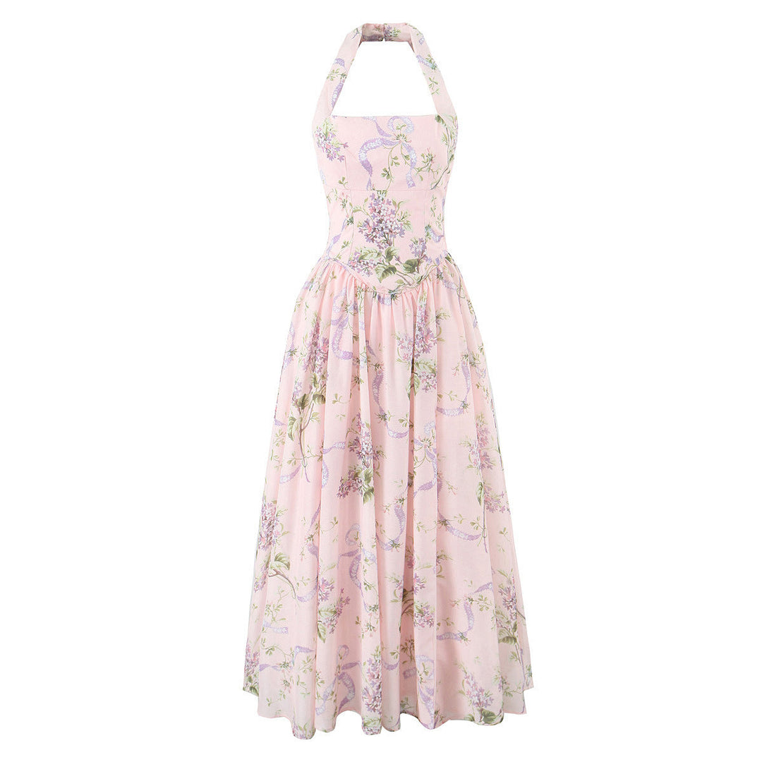 Damen Blumiges Maxikleid mit halterlosem Ausschnitt W&W Mode