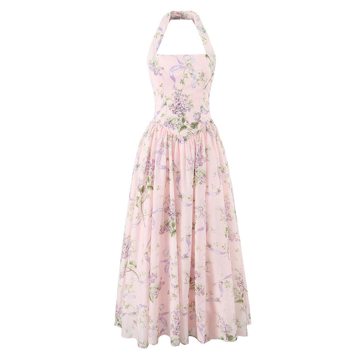 Damen Blumiges Maxikleid mit halterlosem Ausschnitt W&W Mode