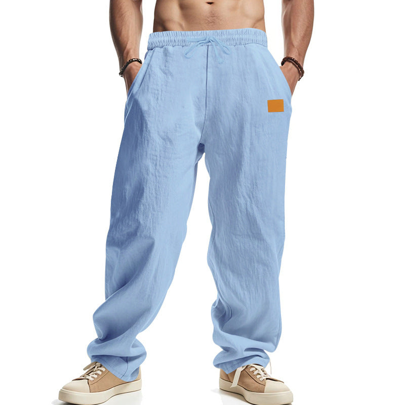 Herren lässige Leinen-Hose mit elastischem Bund und praktischen Taschen W&W Mode