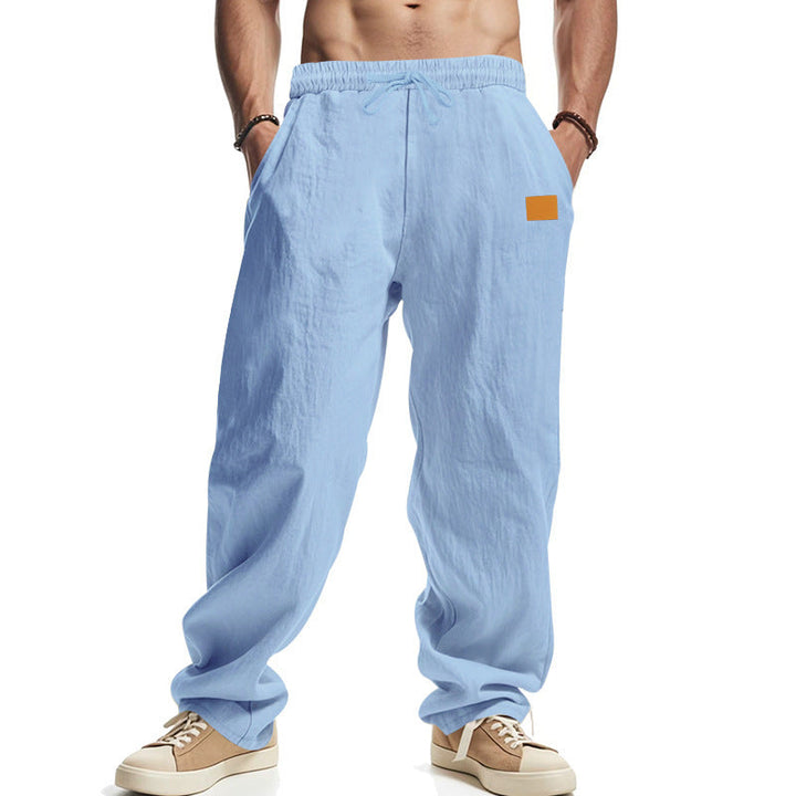 Herren lässige Leinen-Hose mit elastischem Bund und praktischen Taschen W&W Mode
