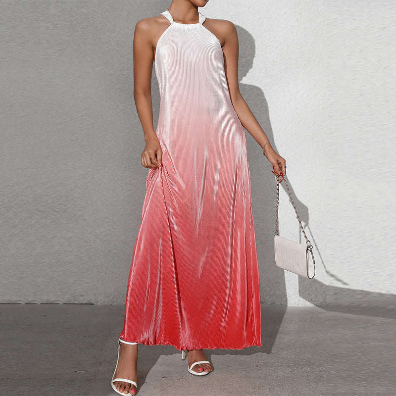 W&W Mode | Gradient Spaghetti-Träger A-Linie Lange Kleid