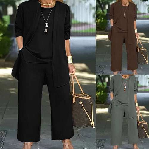 W&W Mode | Langarm-Cardigan-Weste Drei-Teile-Set