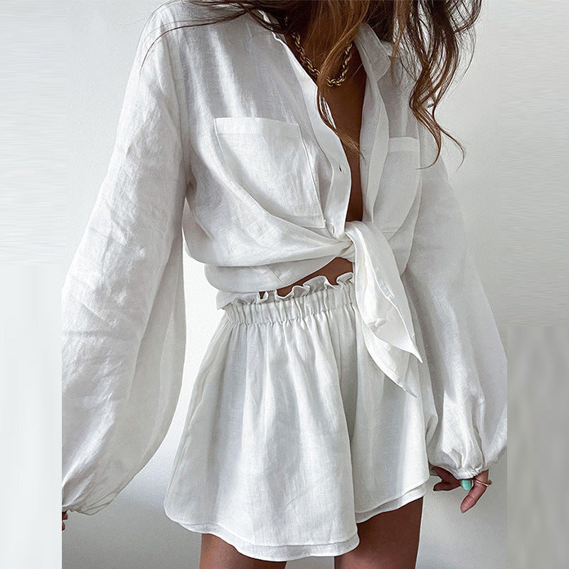 Damen Set mit innovativem Oberteil und Shorts W&W Mode
