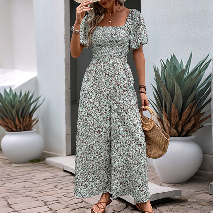 Damen Blumiger Overall mit weitem Bein W&W Mode