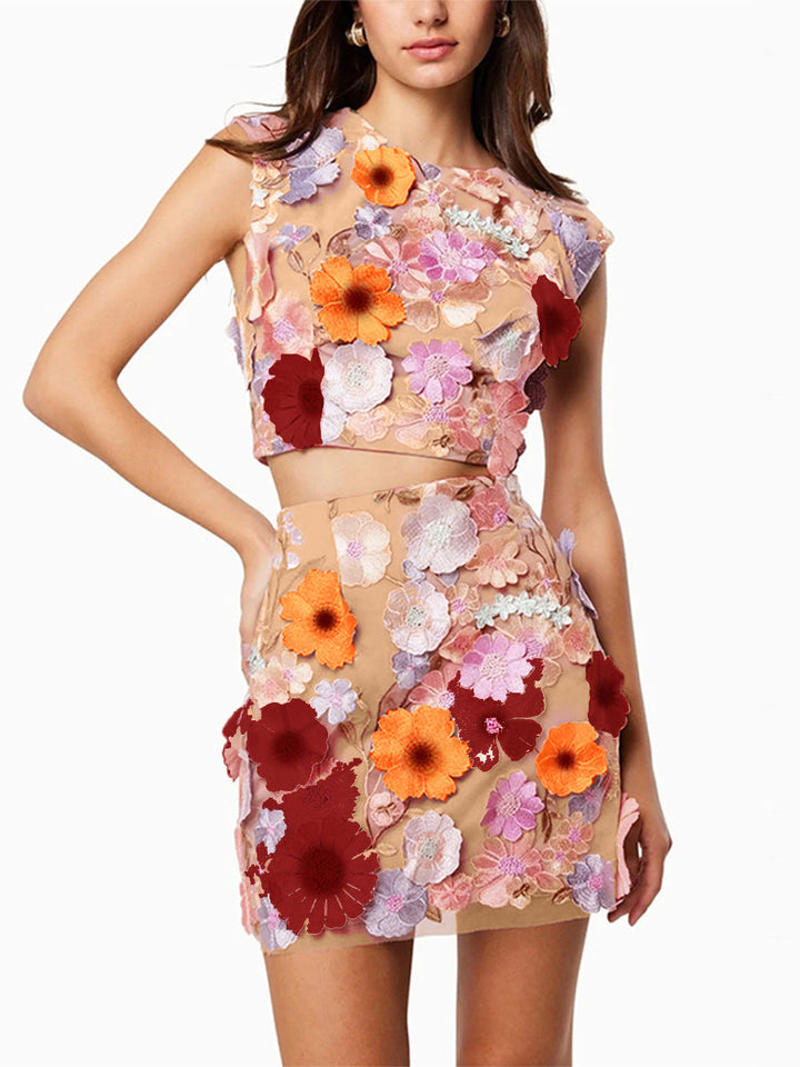 W&W Mode | Ärmelloses Crop Top Bodycon Rock Zweiteiliges Set