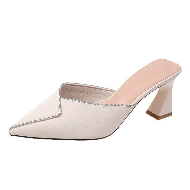 Damen elegante Mules mit spitzem Zehenbereich und schickem Glanz W&W Mode