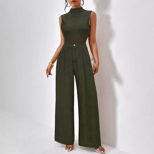 Damen Elegantes Jumpsuit mit hohem Kragen und weitem Bein W&W Mode