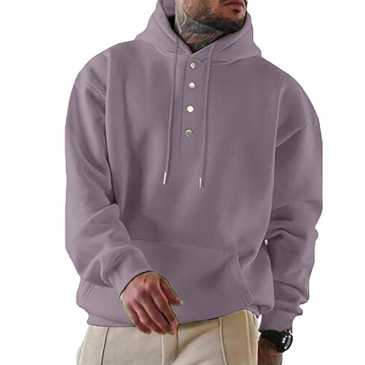 Herren Kapuzenpullover mit Knopfleiste und lässigem Schnitt W&W Mode