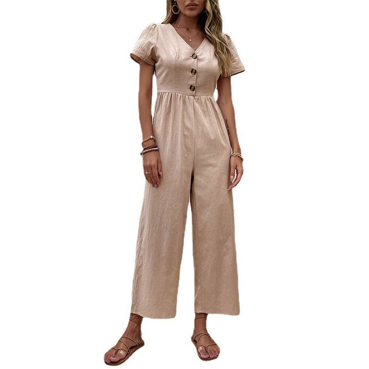 Damen Jumpsuit mit knöpfbaren Details und luftigem Schnitt W&W Mode