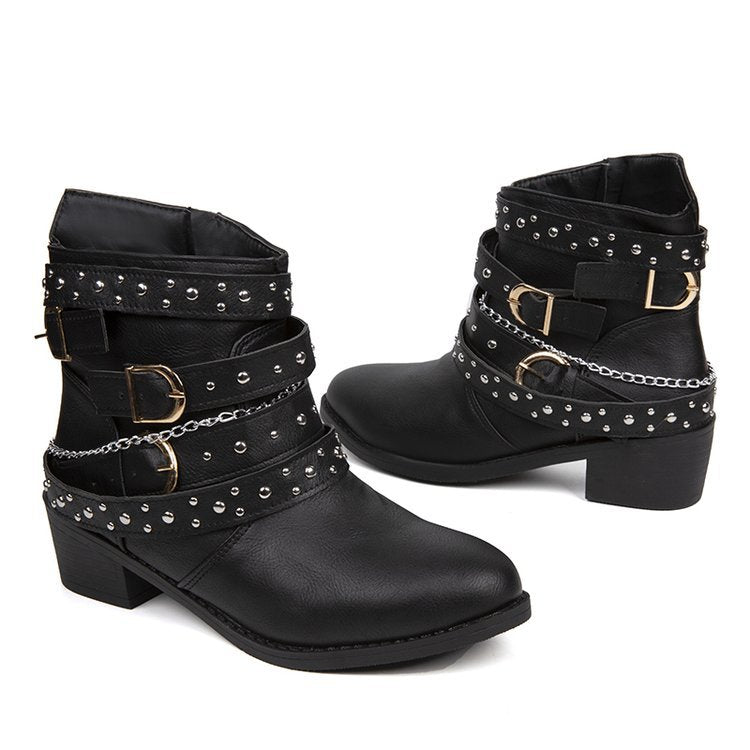 Damen Stiefeletten mit modischem Riemen-Design und dekorativen Akzenten W&W Mode