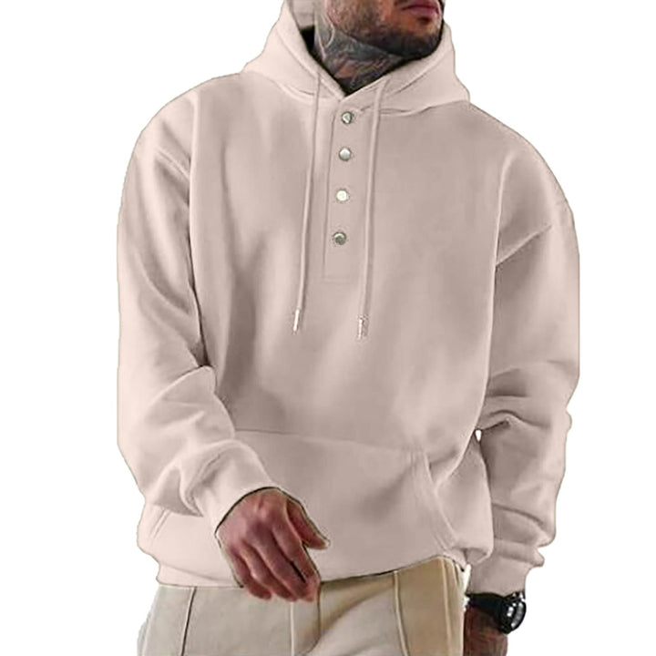 Herren Kapuzenpullover mit Knopfleiste und lässigem Schnitt W&W Mode