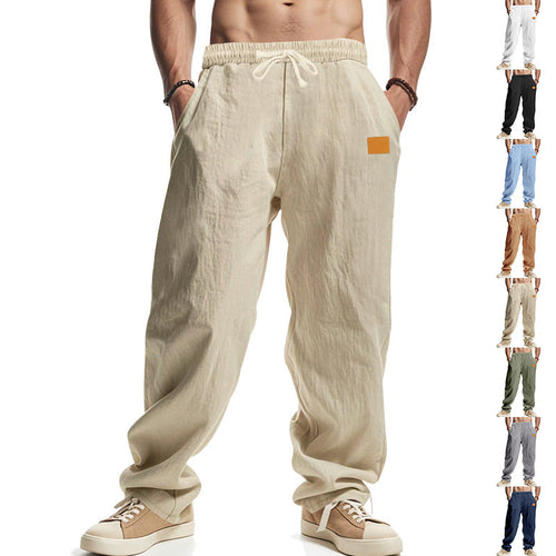Herren lässige Leinen-Hose mit elastischem Bund und praktischen Taschen W&W Mode