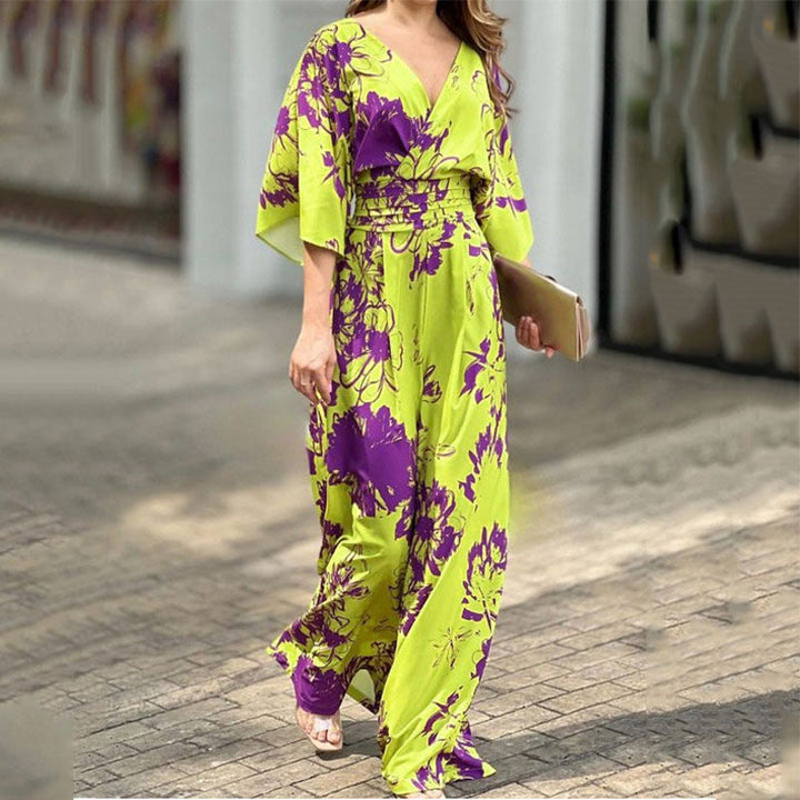 Damen Jumpsuit mit floralem Design und voluminösen Ärmeln W&W Mode