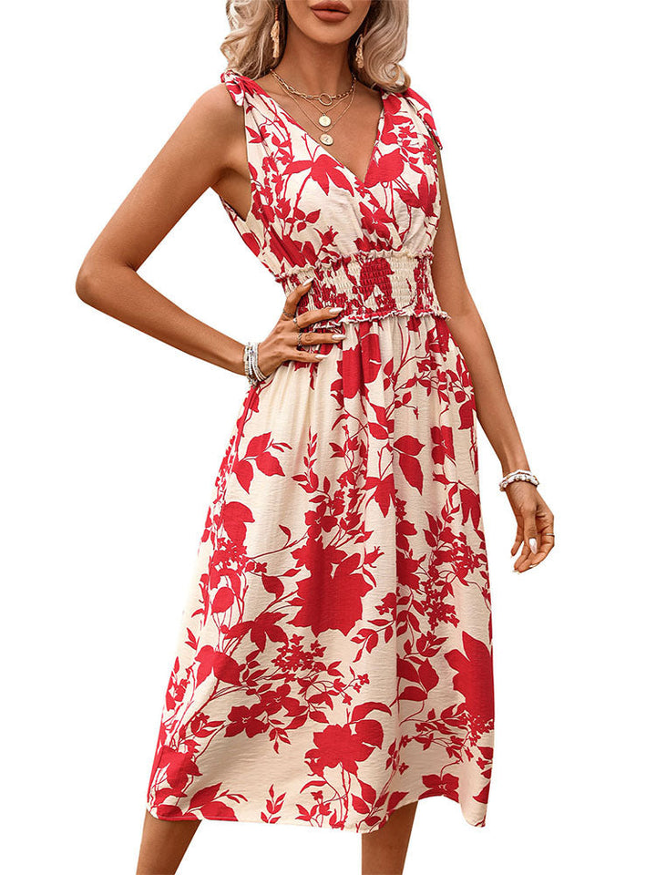 Damen Midikleid mit floralem Design und elastischem Taillenzug W&W Mode