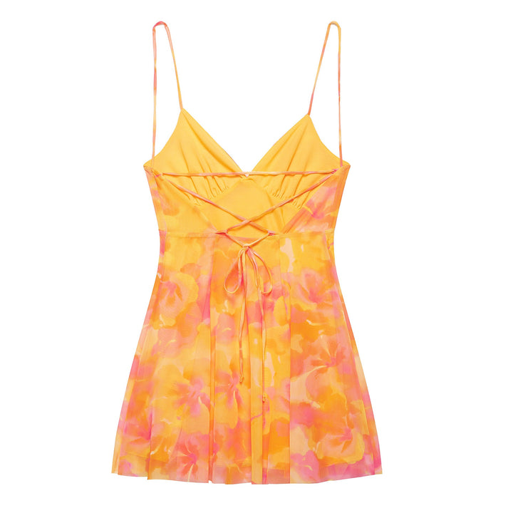 Damen Minikleid mit floralem Muster und feinen Spaghettiträgern W&W Mode